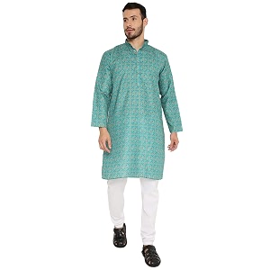 Maharaja Traditional Printed Linen Kurta Pyjama Set
