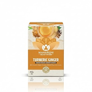 maharishi ayurveda organic certified turmeric ginger herbal tea  with turmeric ginger cinnamon amp liquorice  supports immunity digestion amp inflammation balance  20 tea bags 30g