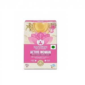 maharishi ayurveda organic certified active woman herbal tea  blend with shatavari ashoka rose petals amp liquorice  for hormonal imbalance  20 tea bags 30g