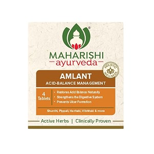 maharishi ayurveda amlant-for acidityheartburngas amp bloatingstrengthens digestive systemhelps in reducing acidity recurrencequick relief from acidityclinically proven 4 tablet