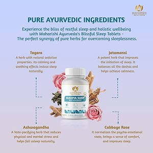 maharishi ayurveda blissful sleep tablets  non-habit forming melatonin-free  ayurvedic sleep support with ashwagandha  clinically researched  promotes deep sleep  60 tablets  pack of 1