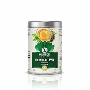 maharishi ayurveda organic certified green tea classic - 100g  loose leaf green tea  rich in antioxidants  pure fresh amp natural  supports detox amp wellness
