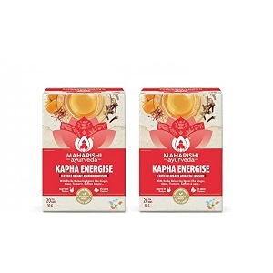 maharishi ayurveda organic certified kapha energise herbal tea  with ginger clove cardamom turmeric amp saffron  supports agni energy amp kapha balance  20 tea bags 30g  pack of 2