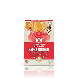 maharishi ayurveda organic certified kapha energise herbal tea  with ginger clove cardamom turmeric amp saffron  supports agni energy amp kapha balance  20 tea bags 30g