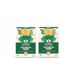 maharishi ayurveda organic certified tulsi green tea premium  with rama krishna amp vana tulsi and green tea  supports detox immunity amp daily balance  20 tea bags 30g  pack of 2
