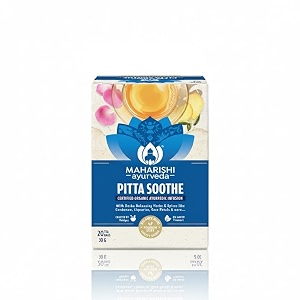 maharishi ayurveda organic certified pitta soothe herbal tea  with cardamom liquorice rose petals amp ginger  supports digestion cooling balance amp calm  20 tea bags 30g