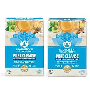 maharishi ayurveda organic certified pure cleanse herbal tea  with anantmool amalaki ginger amp peppermint  supports natural detox amp balance  20 tea bags 30g  pack of 2