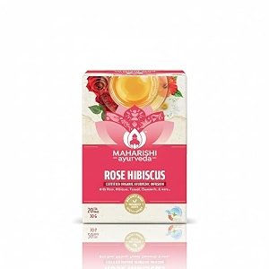 maharishi ayurveda organic certified rose hibiscus tea 20 tb - 30g pack of 1