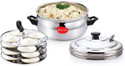 MAHAVIR Stainless Steel 4 Plates Colored Idly Cooker Pot Induction & Standard Idli Maker (4 Plates, 16 Idlis )