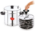 MAHAVIR Stainless Steel Idli Cooker with 6 Idli Plates Induction & Standard Idli Maker (6 Plates, 24 Idlis )