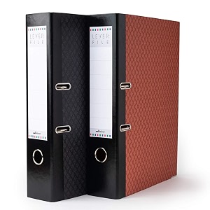 mahavir superial  2d lever arch file  foolscap size 216mm x 343mm 85inch x 135inch  70mm 275 inch clip  thermosensitive paper cover and rado lock  pack of 2  black  orange
