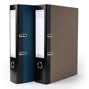 mahavir superial  2d lever arch file  foolscap size 216mm x 343mm 85inch x 135inch  70mm 275 inch clip  thermosensitive paper cover and rado lock  pack of 2  blue  chocolate brown