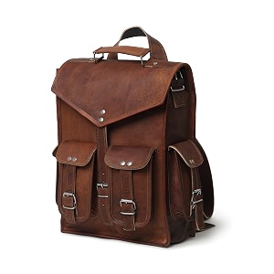 MaheTri Historic 2 in 1 Leather Backpack & Messenger Bag - Unisex | Handcrafted Full-Grain Leather Backpack | Multipurpose Casual Daypack Backpacks fo