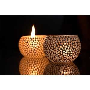 mahganya mosaic glass tealight candle holders decorative items for home 01 set of 2 whiite star