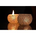 Mahganya Mosaic Glass Tealight Candle Holders Decorative Items for Home 01 Set of 2 (Whiite Star)