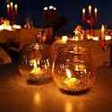 Mahganya Glass Mosaic Tealight Candle Holder for Diwali Decor, Christmas Decor, Diwali Decoration - Pack of 2 (Half Crack)