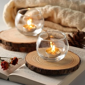 mahganya glass tealight candle holders decorative items for home christmas and diwali set of 2 clear