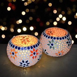 mahganya mosaic glass tealight candle holderssetof 2 - decorative items for home loli poli 025