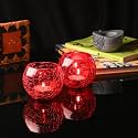Mahganya Pack of 2 Turkish Mosaic Glass Votive Tealight Candle Holders - Decorations Items for Home Table Decor Gifts (Glass) (Red Crack)