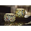 Mahganya Pack of 2 Turkish Mosaic Glass Votive Tealight Candle Holders - Decorations Items for Home Table Decor Gifts (Glass) (Multi star2)