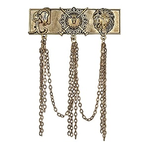 mahi antique gold plated multi layer hanging chain sherwani brooch for men bp1101081g
