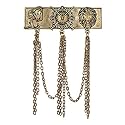 Mahi Antique Gold Plated Multi Layer Hanging Chain Sherwani Brooch for Men (BP1101081G)