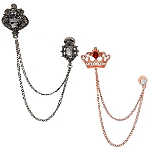 mahi combo of double layer chain wedding occasion brooch for men paco1105174pr