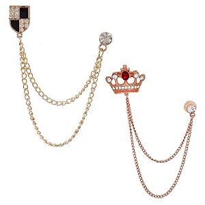 mahi combo of double layer chain wedding occasion brooch for men paco1105174pr