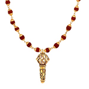 mahi lord hanuman gada religious pendant with 24 inch rudraksh mala for men paps1101714pr