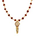 Mahi Lord Hanuman Gada Religious Pendant with 24 Inch Rudraksh Mala for Men (PAPS1101714PR)