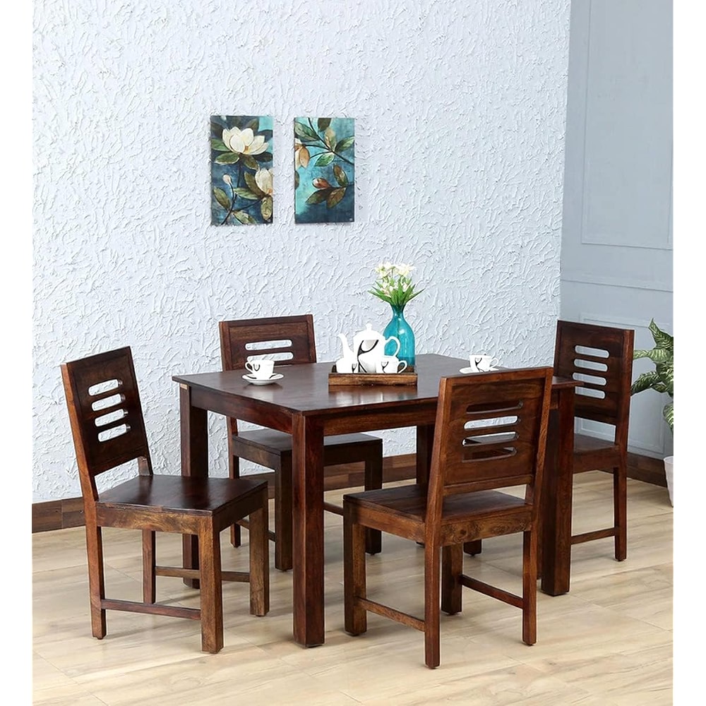 Sheesham Wood 4 Seater Dining Table Set with Chairs | Stylish ...