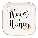 Maid of Honor Gifts Jewelry Ring Dish - Maid of Honor Today, Sister for Life, Bridal Wedding Day Party Gifts for Bridesmaid, Maid of Honor Proposal Gifts from Bride, White Ceramic Jewelry Tray