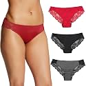 Maidenform Women's Underwear Tangas Pack, 3-Pack, Lace Tanga Underwear Women Pack, Cheeky Smooth & Soft Panties for Women