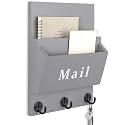 Mail and Key Holder, Wall Key Holder with 2 Mail Organizer Slot and 3 Hooks
