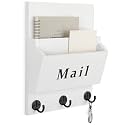 Mail and Key Holder, Wall Key Holder with 2 Mail Organizer Slot and 3 Hooks