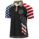Mainfini Men's Patriotic Polo Stretch UPF 50+ Raglan American Golf Shirts