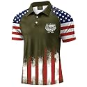 Mainfini Men's Patriotic Polo Stretch UPF 50+ Raglan American Golf Shirts