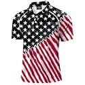 Mainfini Men's Patriotic Polo Stretch UPF 50+ Raglan American Golf Shirts