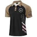 Mainfini Men's Patriotic Polo Stretch UPF 50+ Raglan American Golf Shirts