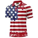 Mainfini Men's Patriotic Polo Stretch UPF 50+ Raglan American Golf Shirts