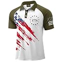 Mainfini Men's Patriotic Polo Stretch UPF 50+ Raglan American Golf Shirts