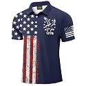 Mainfini Men's Patriotic Polo Stretch UPF 50+ Raglan American Golf Shirts