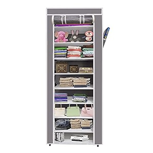 maison amp cuisine collapsible portable foldable wardrobe storage shelves organizer for clothes racks fabric almirah non rustable iron 9l grey storage unit