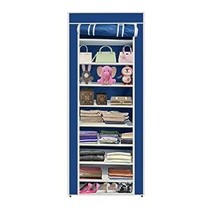 maison amp cuisine collapsible portable foldable wardrobe storage shelves organizer for clothes racks fabric almirah non rustable iron 9l blue storage unit