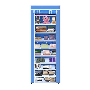 maison amp cuisine collapsible portable foldable wardrobe storage shelves organizer for clothes racks fabric almirah non rustable iron 10l blue storage unit