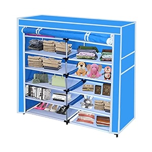 maison amp cuisine collapsible portable foldable wardrobe storage shelves organizer for clothes racks fabric almirah and rustable iron 12l blue storage unit