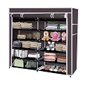 Maison &amp; Cuisine® Collapsible Portable Foldable Wardrobe Storage Shelves Organizer for Clothes Racks Fabric Almirah Non Rustable Iron (12L, Brown) Storage Unit