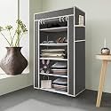 Maison &amp; Cuisine® Collapsible Portable Foldable Wardrobe Storage Shelves Organizer for Clothes Racks Fabric Almirah Non Rustable Iron (5L, Grey) Storage Unit