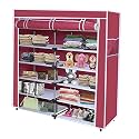 Maison &amp; Cuisine® Collapsible Portable Foldable Wardrobe Storage Shelves Organizer for Clothes Racks Fabric Almirah Non Rustable Iron (12L, Maroon) Storage Unit