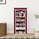 Maison &amp; Cuisine 6 Layer Multipurpose Collapsible Almirah Wardrobe with Plastic Frame and Non Woven Fabric Cover (Maroon)